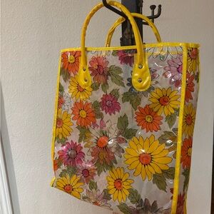 Vibrant vintage  Yellow and Orange Floral Tote Bag